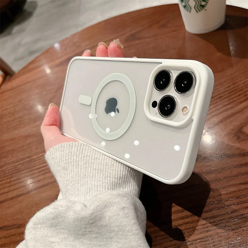 Magnetische draadloze oplaadhoesjes voor iPhone 14, 13, 12, 11 Pro, Max en 15 Plus, schokbestendig en met bumperbescherming
