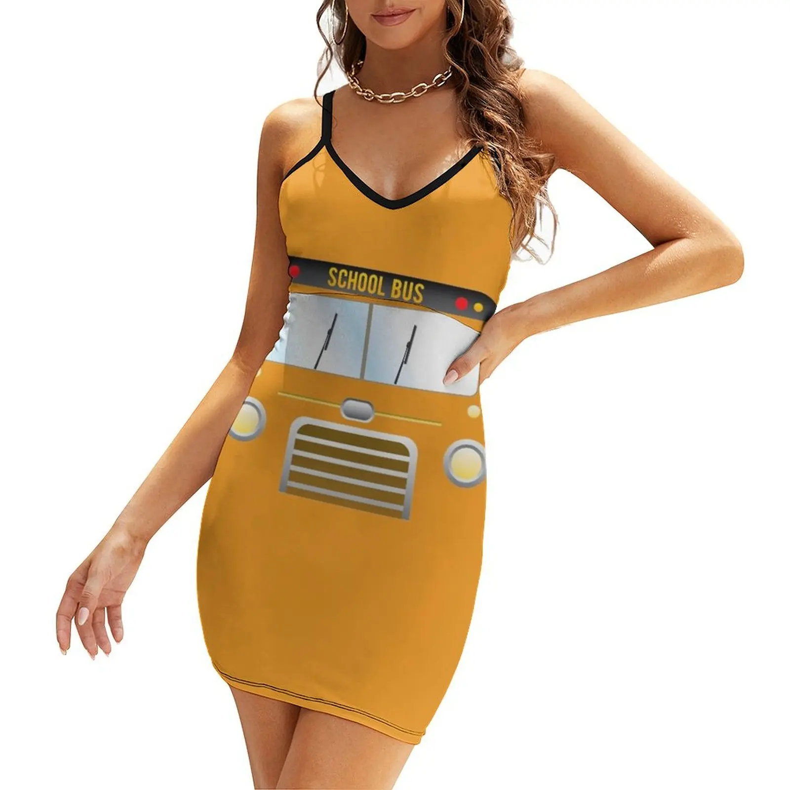 

Yellow school bus costume - Perfect gift for husband and wife Sling Dress dresses with long sleeves women dress