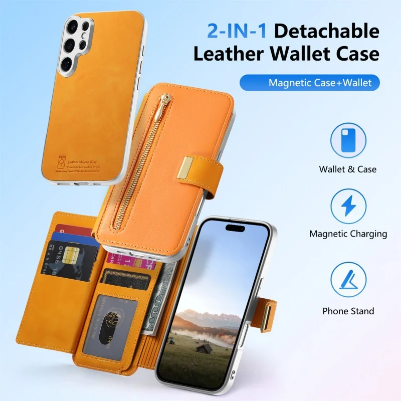 Premium Magnetic Leather Wallet Phone Case with Ring Card Holder