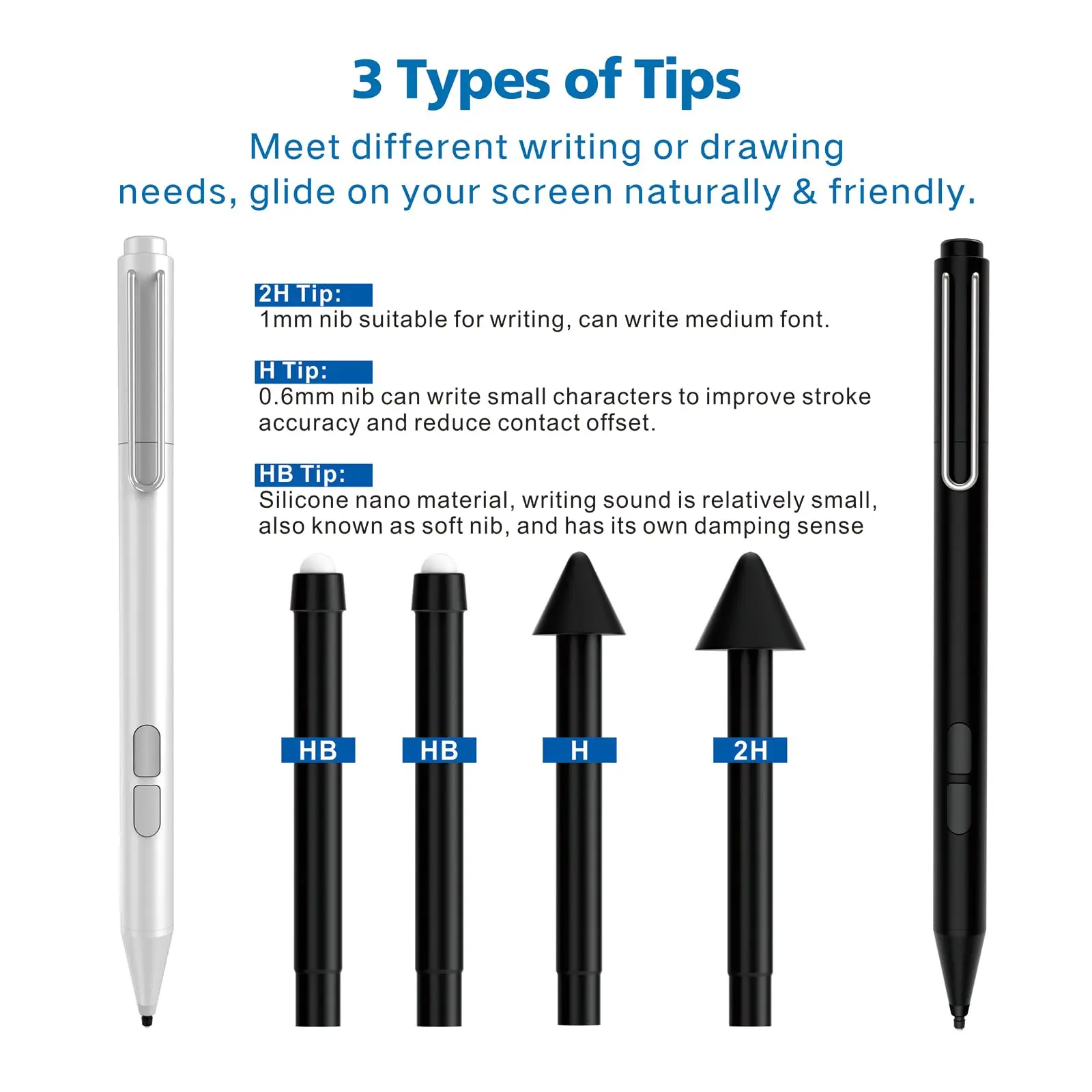 أطراف أقلام للقلم السطحي (4 عبوات، 2*HB/2H/H)، مجم...