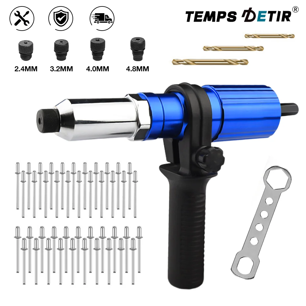 2.4mm-4.8mm Electric Rivet Gun Adapter Household Riveting Tools Insert Rivet Pull Riveting Tools Use With Electric Drill rivet gun rivet nut tool rivet gun set