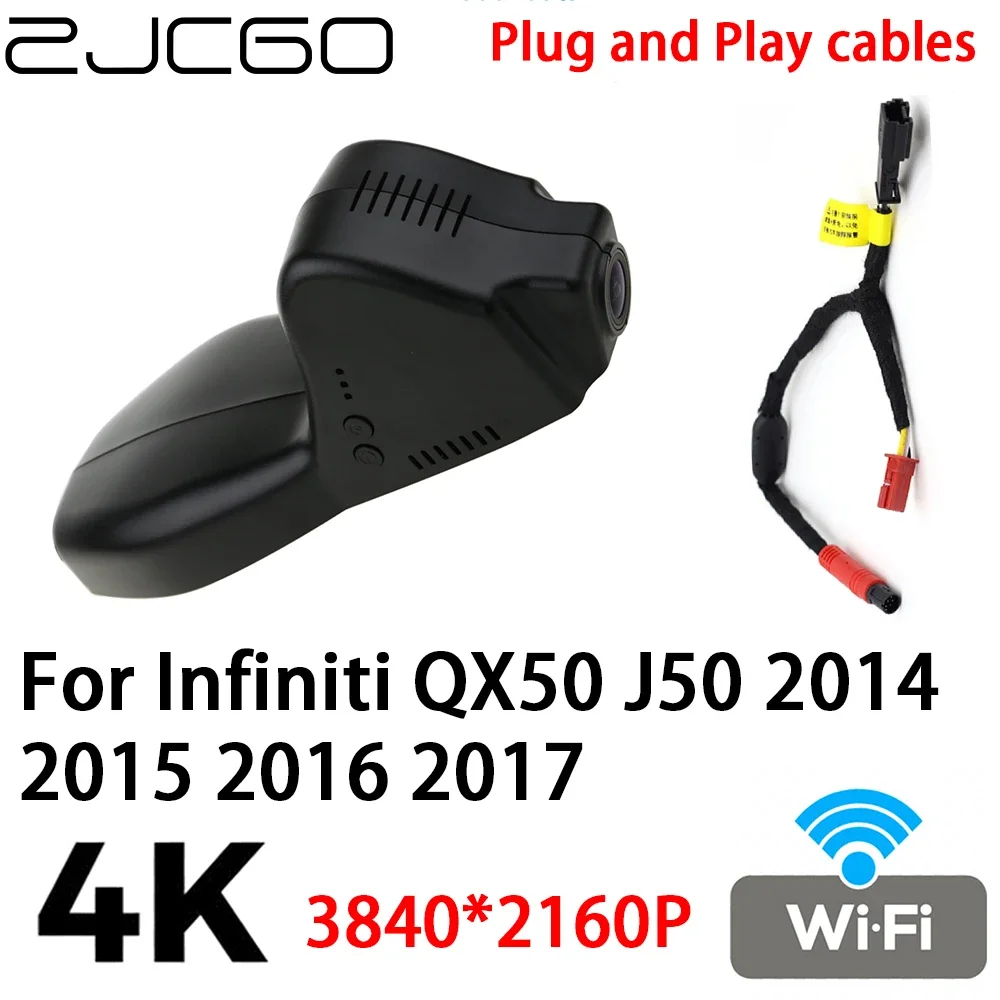 

ZJCGO 4K 2160P Car DVR Dash Cam Camera Video Recorder Plug and Play for Infiniti QX50 J50 2014 2015 2016 2017