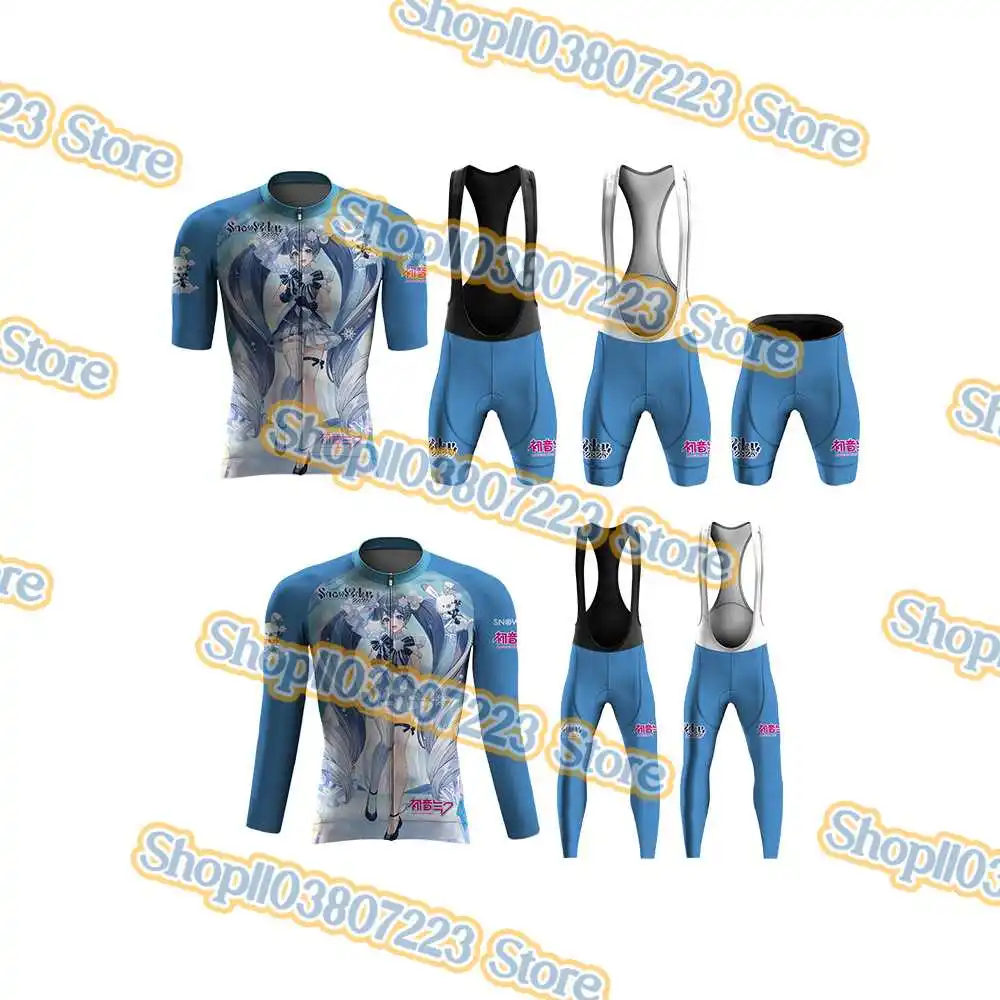Anime Snow Miku New Cycling Jersey Set Cycling Clothing Road Bike Shirt Maillot Cyclisme Ride jersey