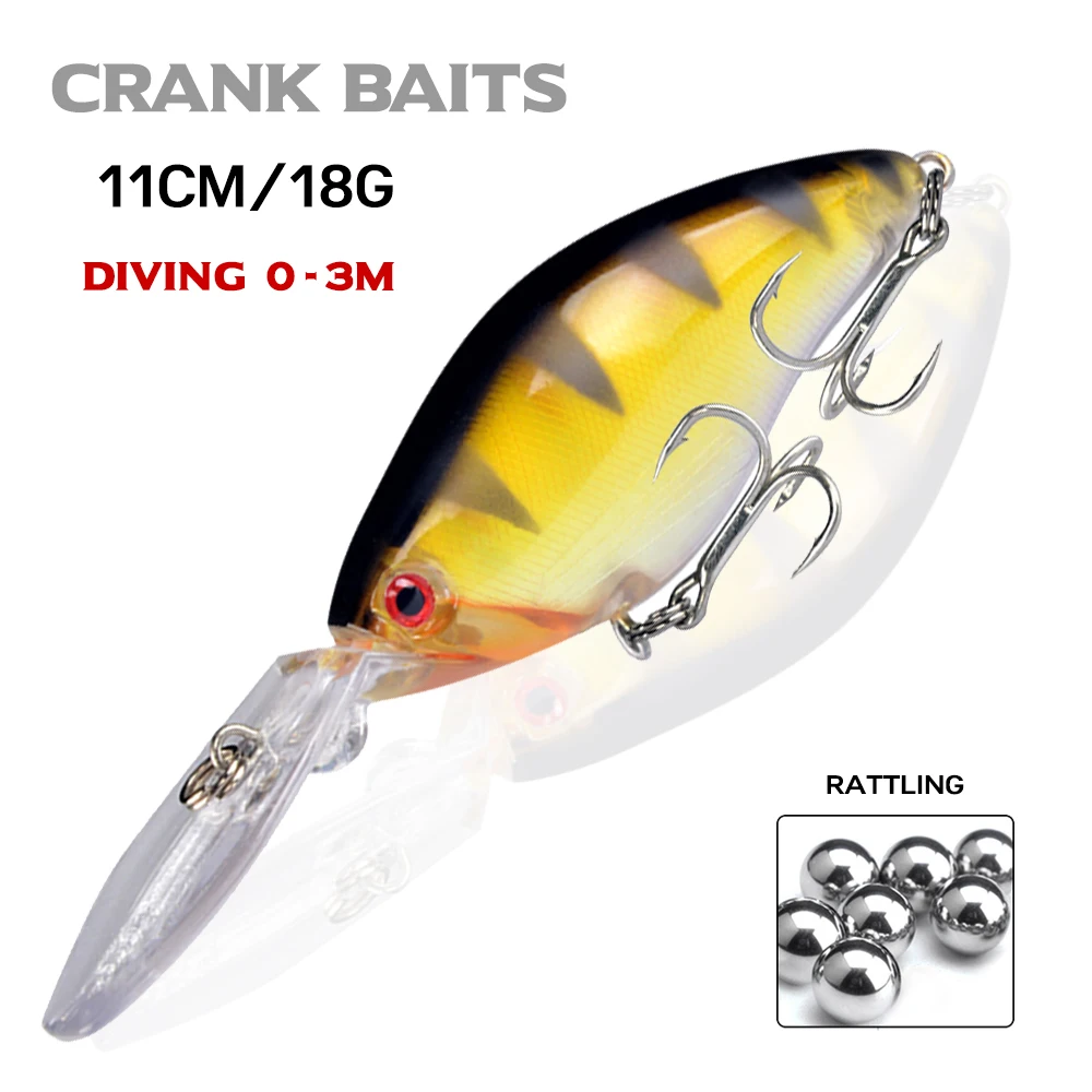 

New Arrival 1pcs Fishing Lures Artificial Lifelike Crank Plastic Hard Baits 11cm/18g Crankbait Wbblers Fishing Tackle