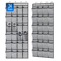 24 Pockets Over the Door Shoe Organizer Large Mesh Pockets With 4 Hooks Transparent Fabric Shoe Rack Storage Bag For Bedroom 1