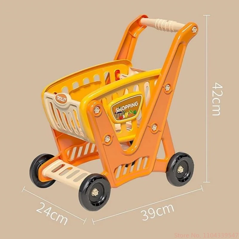 Children Supermarket Shopping Driver Cart Pretending Toy Children Mini Basket Simulated Cutting Food Fruit Kitchen Toy Gift 3