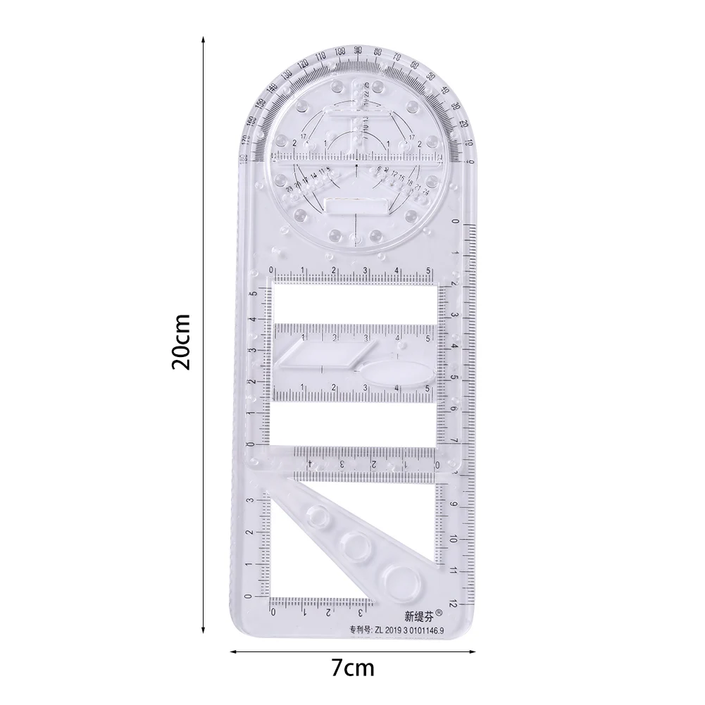 Multifunctional Geometric Drawing Ruler Students Rotatable Mathematical Stereo Geometry Template Ellipse Circle Art Design Draft