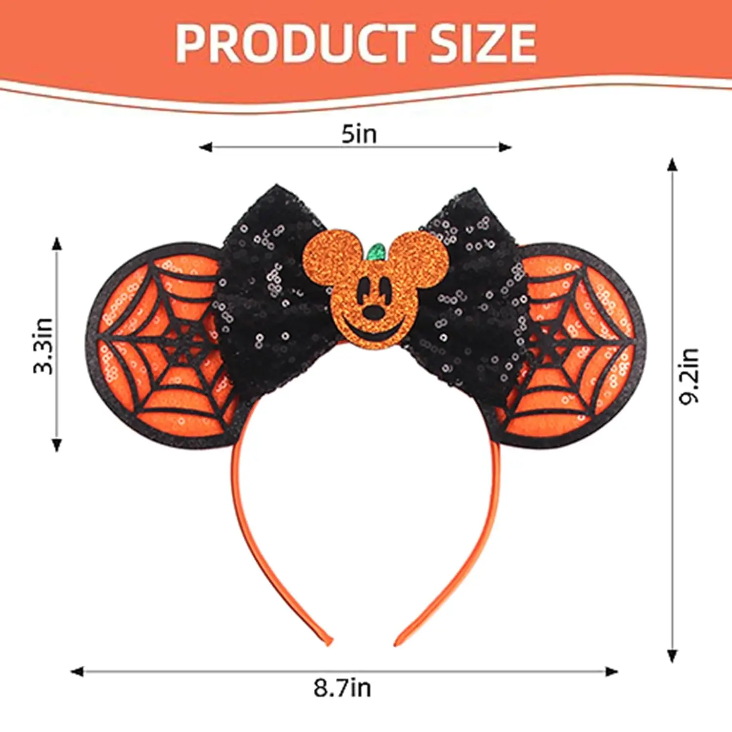 미키 마우스 귀 머리띠 리본 장식 스팽글 캔디 머리띠 코스프레 의상 파티 크리스마스 선물 소녀 여성용