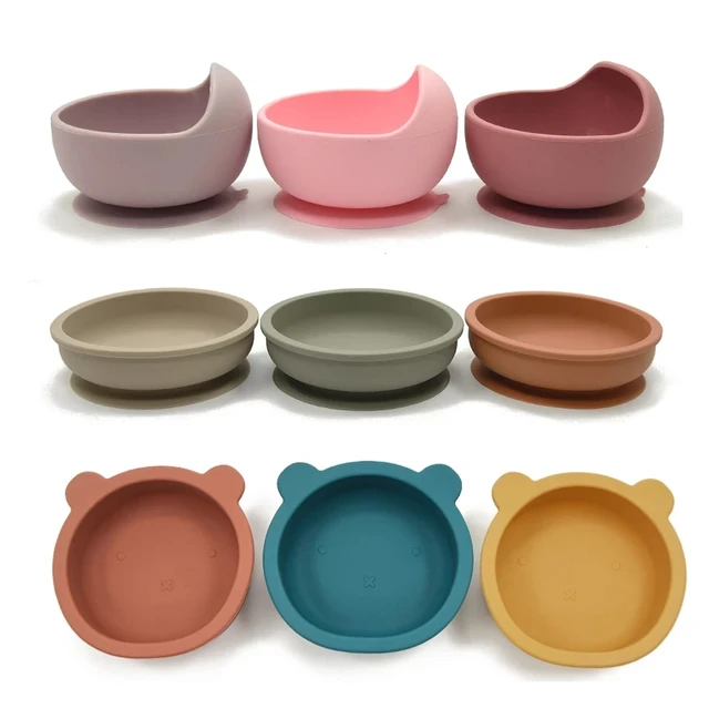 28Colors Baby Silicone Suction Bowls for Kids Waterproof Baby Feeding Tableware Spoon Children Dishes Kitchenware Infant Plates