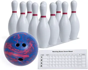 Sports Bowling Set: Rubber Ball & Plastic Pins for Training, Model:BPSET 1