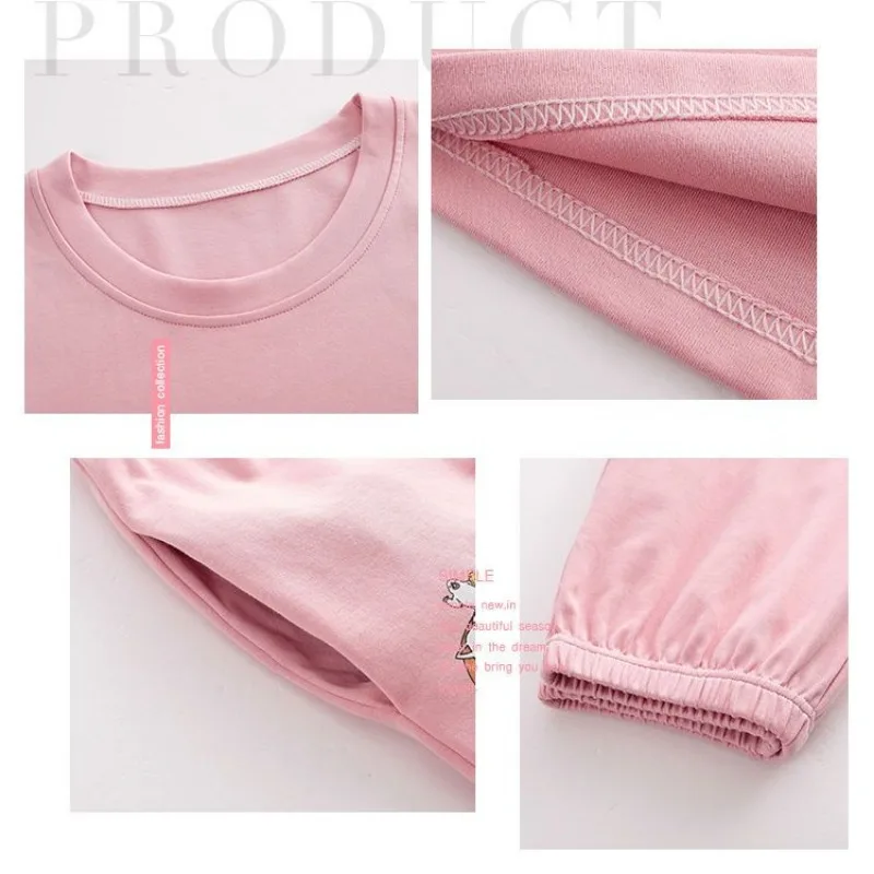 New Cotton Sleepwear Women Spring Autumn Long Sleeve Pants Pajama Girl 2 Pieces Set Cute Student Cartoon Fashion Loungewear Suit