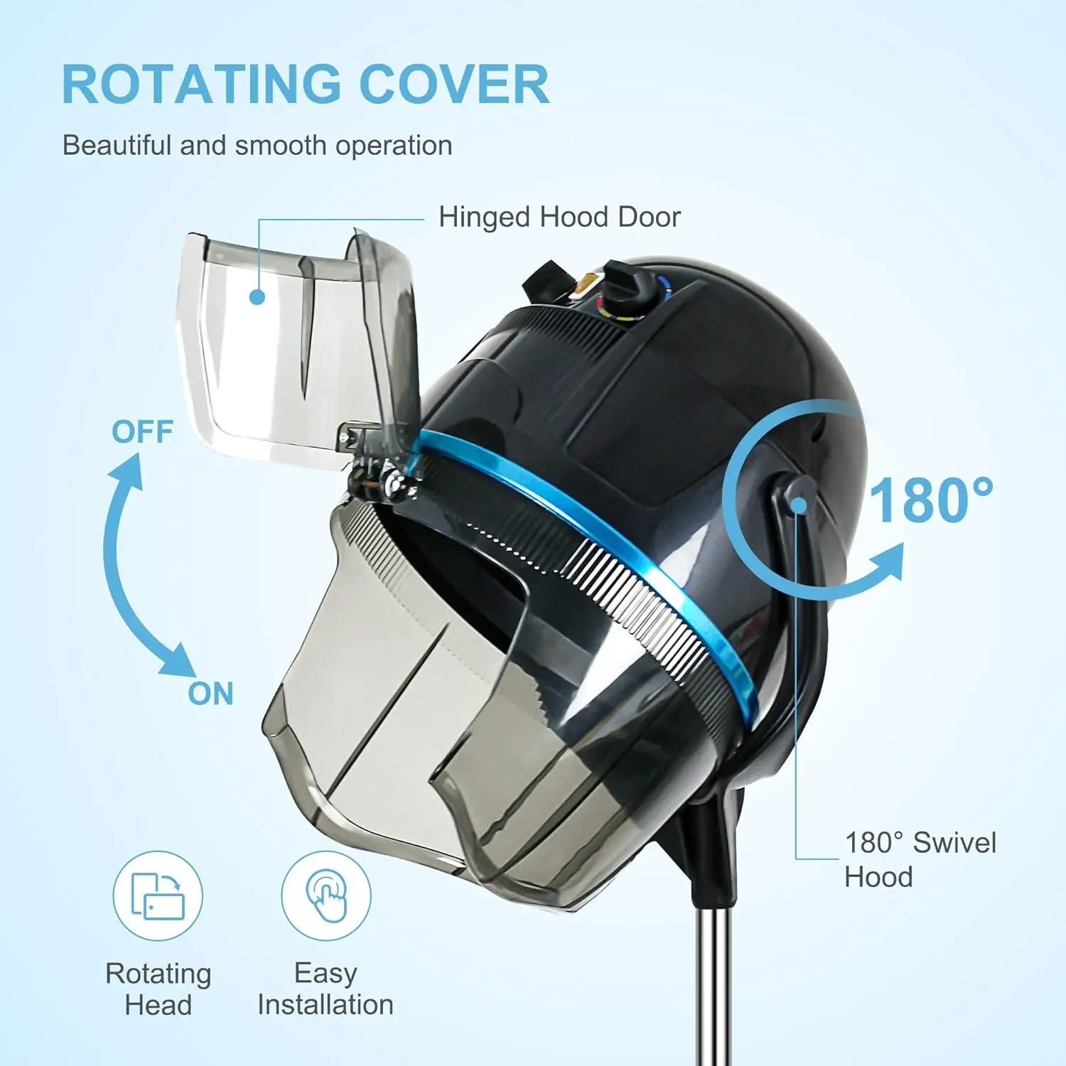 Microdermabrasion Professional Hooded Floor Hair Dryer Adjustable Bonnet Hair Dryer Stand Up with Timer and Rolling Wheels for B 5