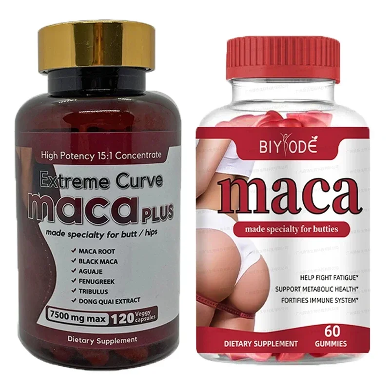 

2 bottles of maca gummie capsules improve hip joint muscles relieve stress enhance immune health food