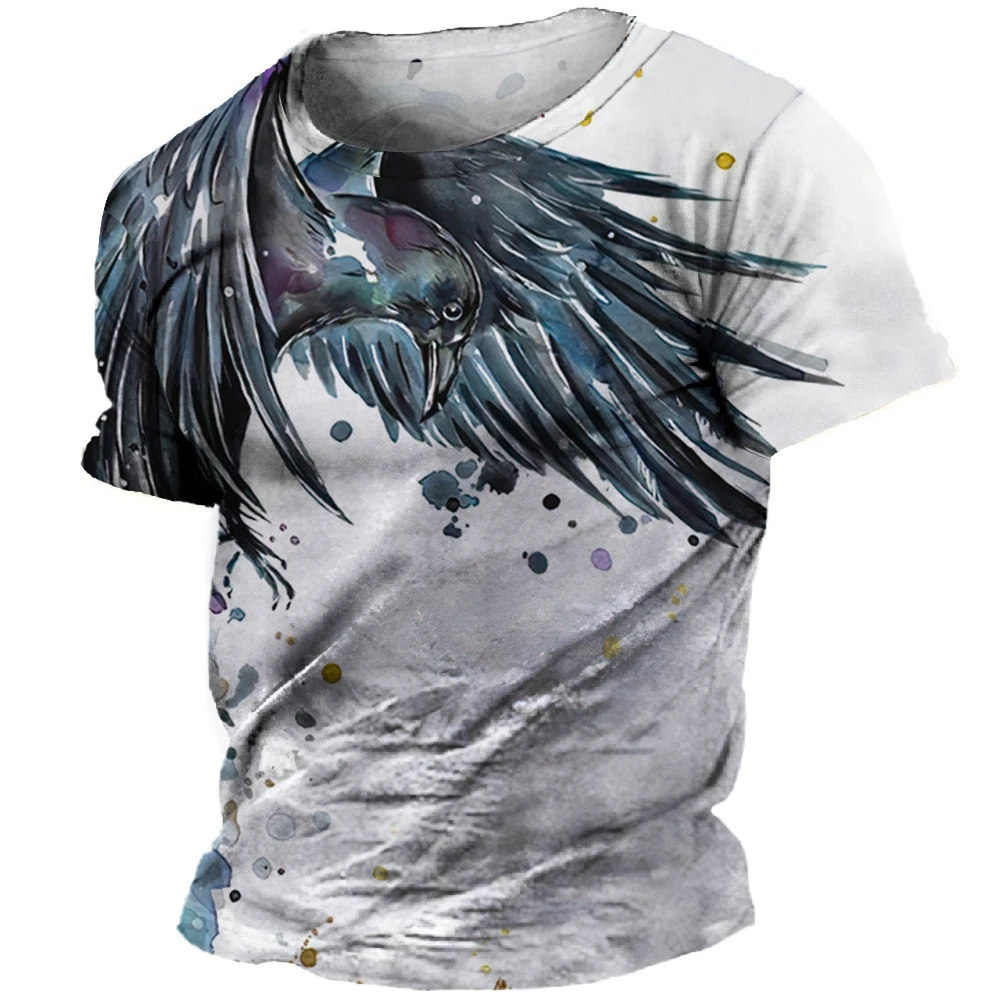 

Men'S New Raven Bird 3d T-Shirt Creative Animal Design Birds Crow Print T Shirt Men Harajuku Casual Short Sleeve Streetwear Tops