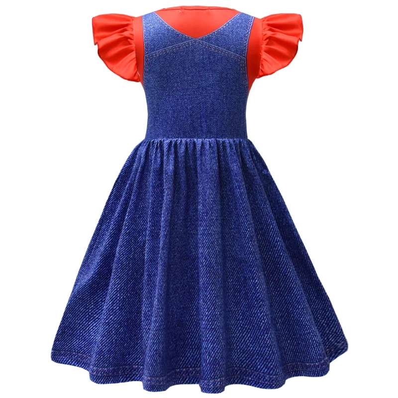 Cosplay Costume Kids Girls Dress Halloween Dress Outfit Anime Super Bros Costume for Kids Halloween Party Dresses Luigi-Lover Brothers Peach Princess Cosplay Clothes Girls Fancy Dress