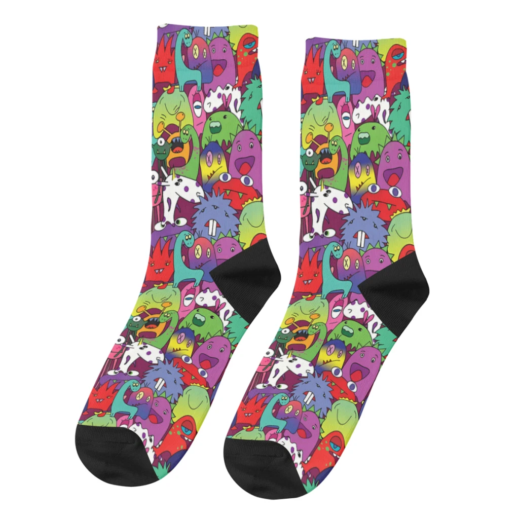 

Vintage All Monsters Men's Socks Alien Unisex Harajuku Seamless Printed Funny Crew Sock Gift