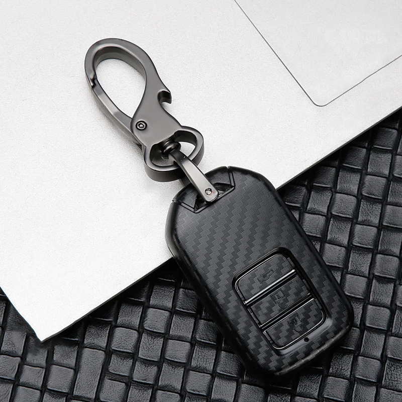 Key Case Cover Carbon Car Key Case Cover for Honda Civic CR-V HR-V Accord Jade Jazz City Pilot Crider Odyssey 2015-Keychain Bag key case key case cover