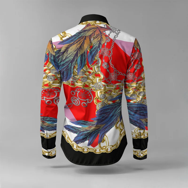 2025 Spring Summer Men Shirt Set Brand Print Fashion Printing Two Piece Set Mens Light Luxury Lightweight Party Long Sleeves_voghion.com