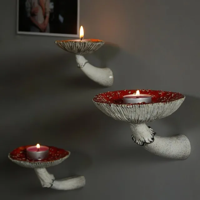 Gomba Függő Polc Amanita Gombás Alak Fal Úszó Dekoratív Polcok Otthoni Dekorációs Díszek Fali Függéshez - Image 5