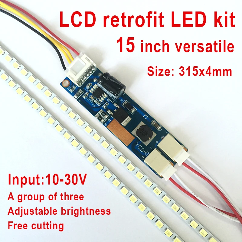 5Pieces/lot Update 15 15 inch CCFL LCD Screen To LED Monitor,315mm LED Backlight Strip Kit,Brightness Adjustable 15 4 inch wide 330x2 0mm lcd laptop dimable led backlight lamps adjustable update kit strip board 9 25v input 2sets