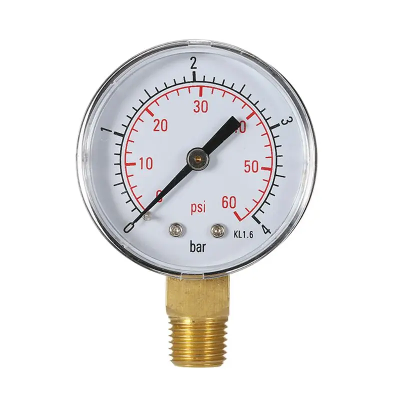 

Portable Pressure Gauge 0-4bar/0-60psi Air Compressor Hydraulic Pressure Meter for / Double Scale 1/4" NPT Brass Side M