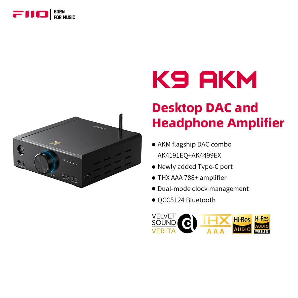 Fiio k9 akm-デスクトップdacおよびヘッドセットアンプ,PC用,thx