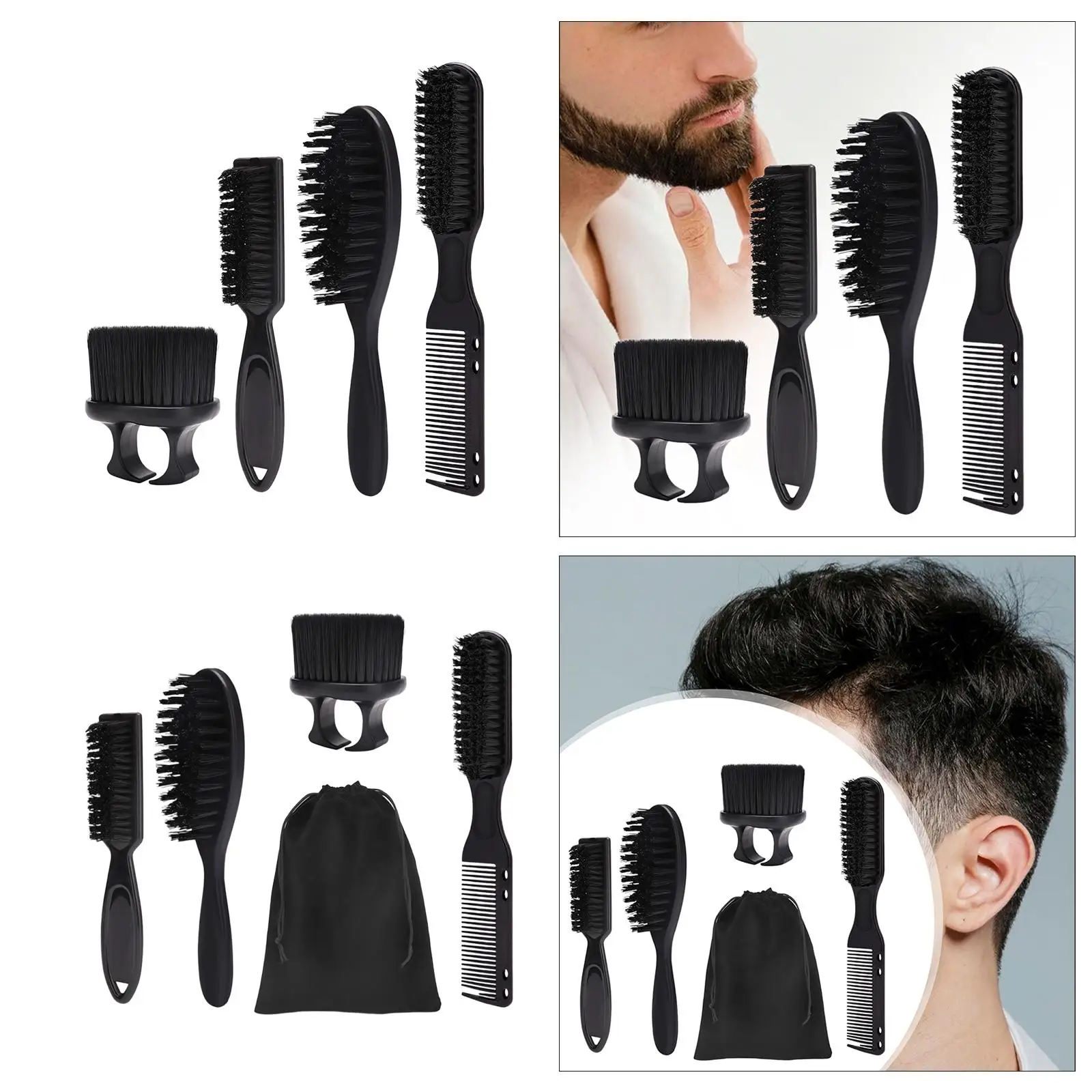 Barber Brush and Barber Comb Set Portable Cleaning Brush Hair Cutting Comb for Boyfriend Hair Cutting Father`s Day Gifts Dad Men