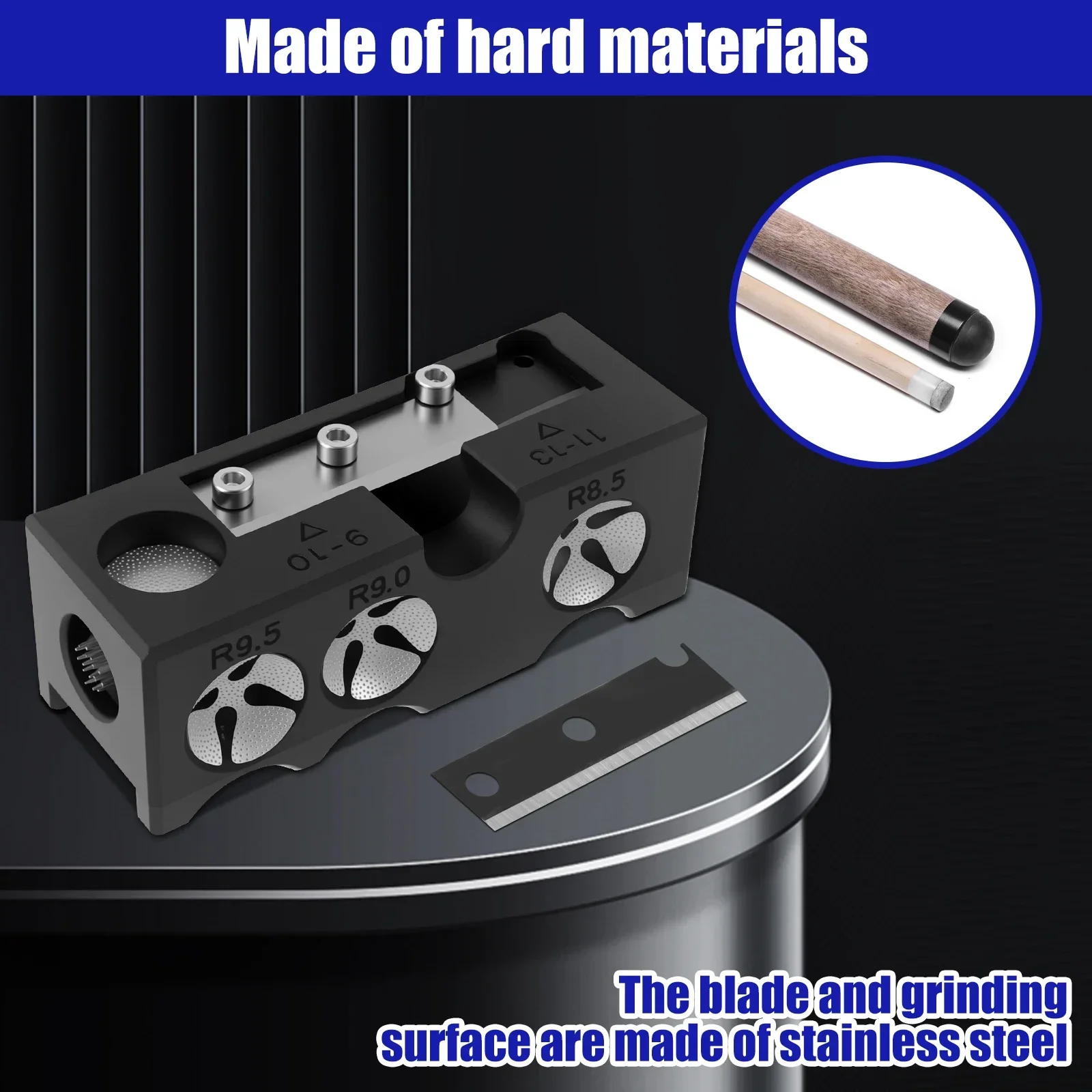 11 In 1 Billiard Cue Head Shaper Multi-function Billiard Grinder Snooker Pool Cue Tip Cutting Repair Tool Billiard Accessories