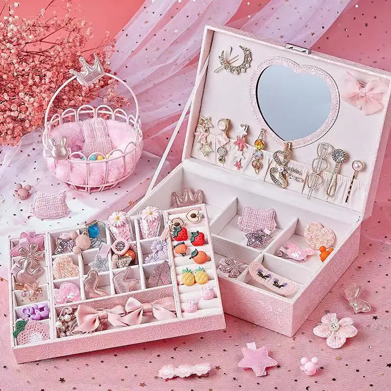 Cute Storage Box Hairpin Headdress Girls Makeup Dresser Accessories  Headstring Desktop Layered Jewelry Box - AliExpress