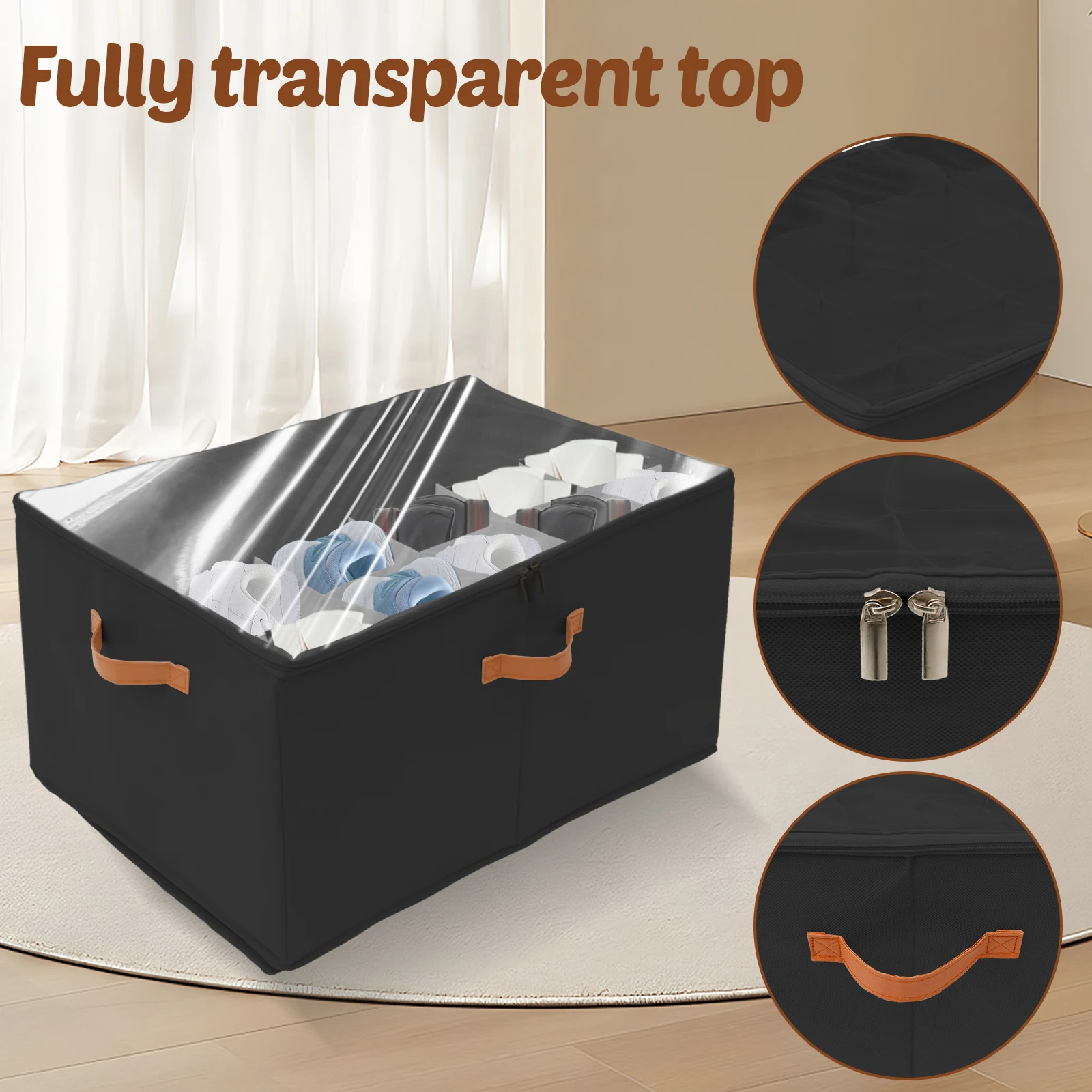 20 Grids Shoe Storage Box Nonwoven Foldable Shoe Organizer with Clear Cover & Handles Large Capacity Foldable Shoes Box for Home