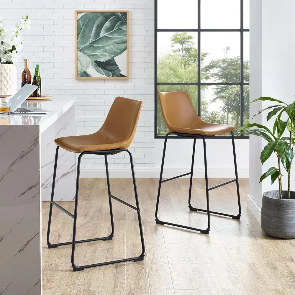 

Промышленный стул из искусственной кожи без подлокотников, набор из 2 предметов, барный стул подходит для барной стойки и кухонного островка