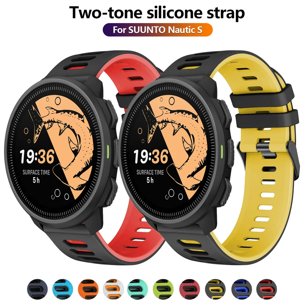 Two-Tone Silicone Sport Watchband - 22mm Universal Breathable Strap Replacement