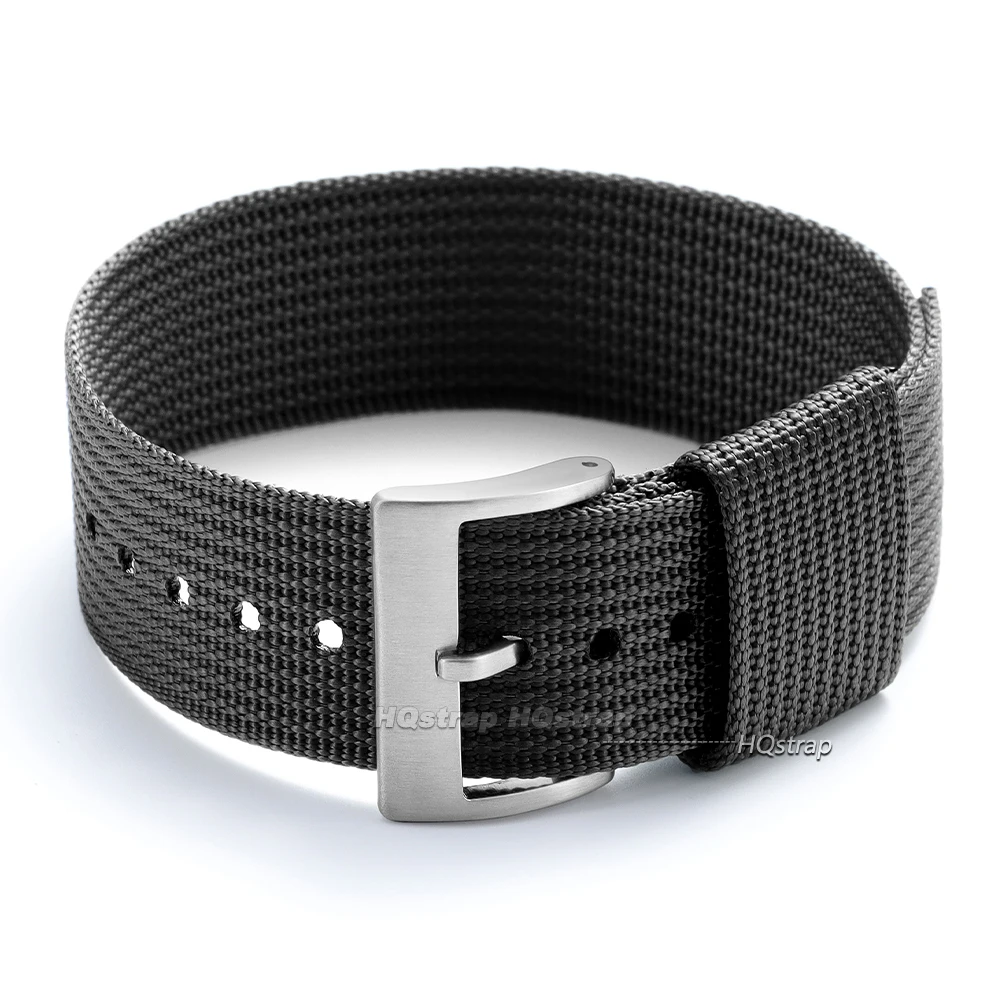 Nylon Army Sports Watch Strap - Adjustable Pin Buckle Band in Brown, Green, and Black