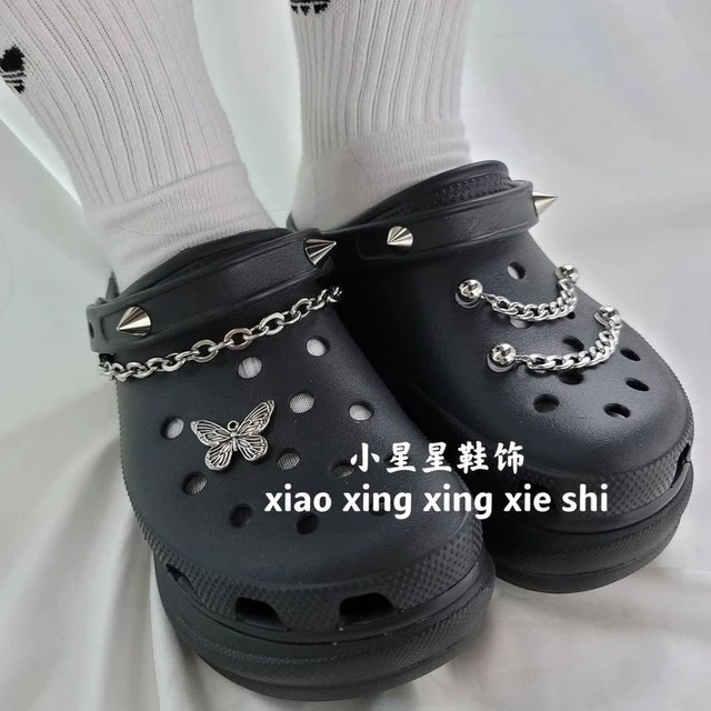 Vintage Punk Metal Clogs Charms Designer DIY Fashion Shoes Chain Accessories  Luxury Brand Butterfly Rivet Shoes Charms All-match - AliExpress