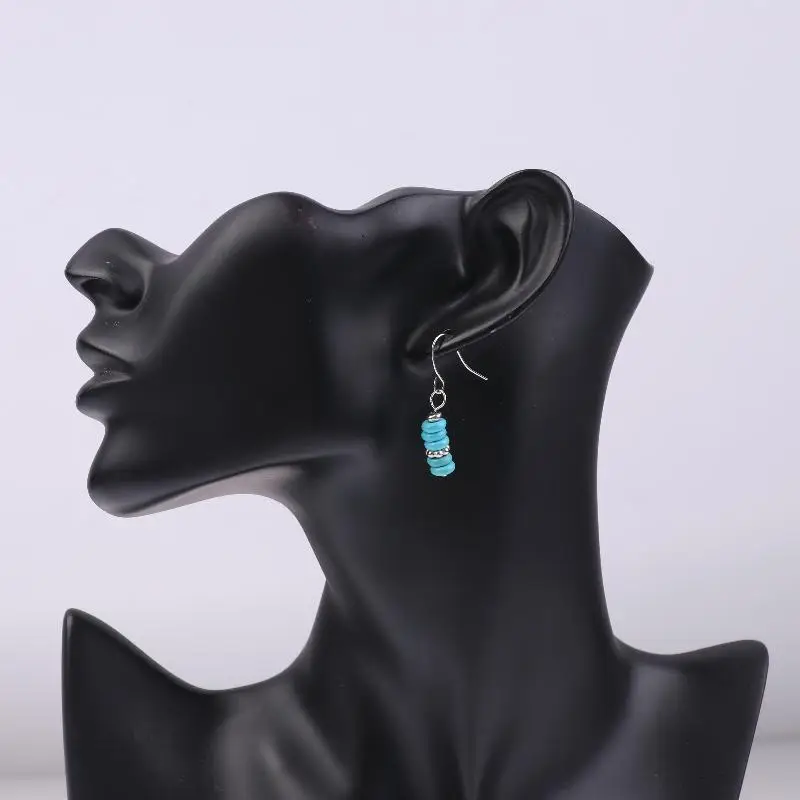 Vintage Bohemian Teardrop Faux Turquoise Bead Pendant Earrings - Fashion Jewelry for Women Daily Wear Gift Party Accessory
