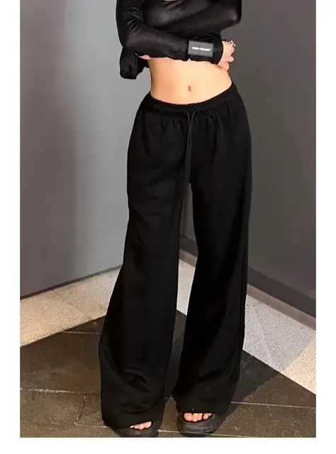 Y2K Wide Leg Pants Women Casual Sports Sweatpants Oversized Jogging Wide Leg White Pants Jogger Hip Hop Sports Pants 5