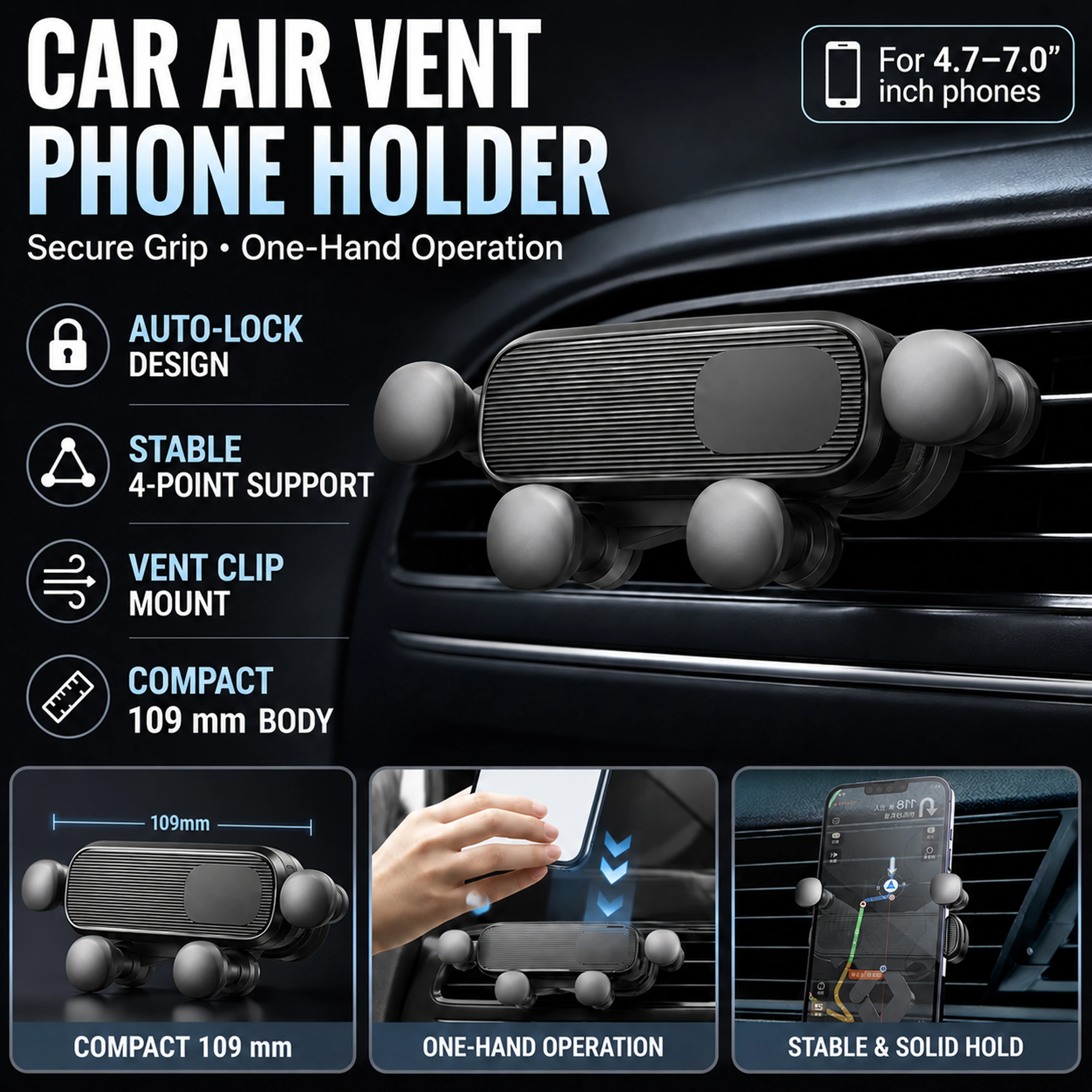 GMC Yukon 2025 2026 2027 LHD용 휴대폰 거치대, 차량 내부 홀더, 안정적인 지지대, 범용 자동차 액세서리