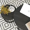 Small Coffee Table Set of 2,Round Coffee Table End Tables for Living Room,Modern Black Coffee Table Nesting Tables,Farmhouse 5