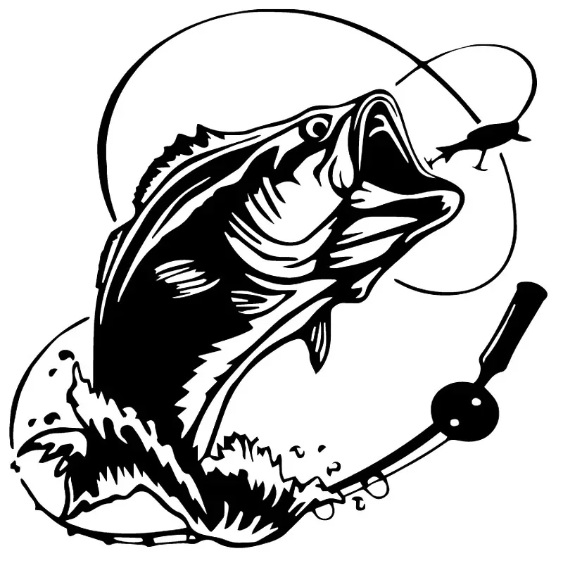 

Автомобильный стикер с рыбалкой Bass Fish Ocean Sea Car Truck Window Vinyl Decal Black/Silver,16cm * 16cm