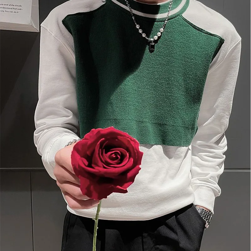 Spring Autumn KPOP Fashion Style Harajuku Slim Fit Tops Loose All Match Casual T-shirts Insert Patchwork Long Sleeve Sweatshirt