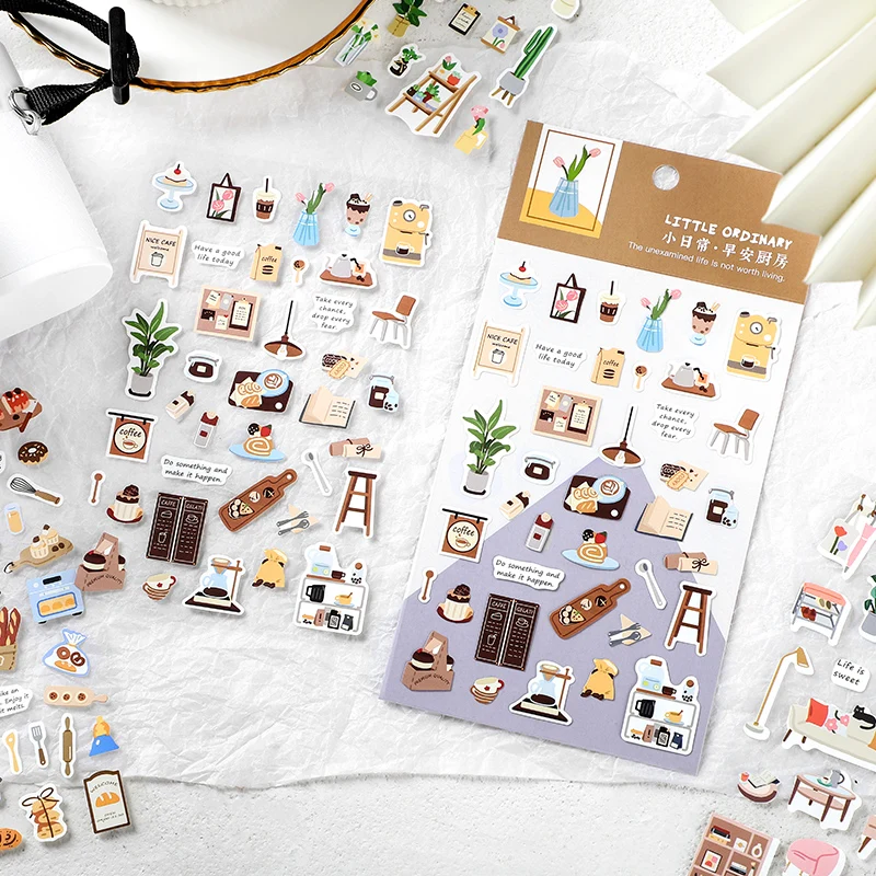심미적인 INS 스타일 정크 저널 스티커 귀여운 식물 음식 & 홈 가든 베이킹 테마 스크랩북킹 DIY 문구 공예 용품