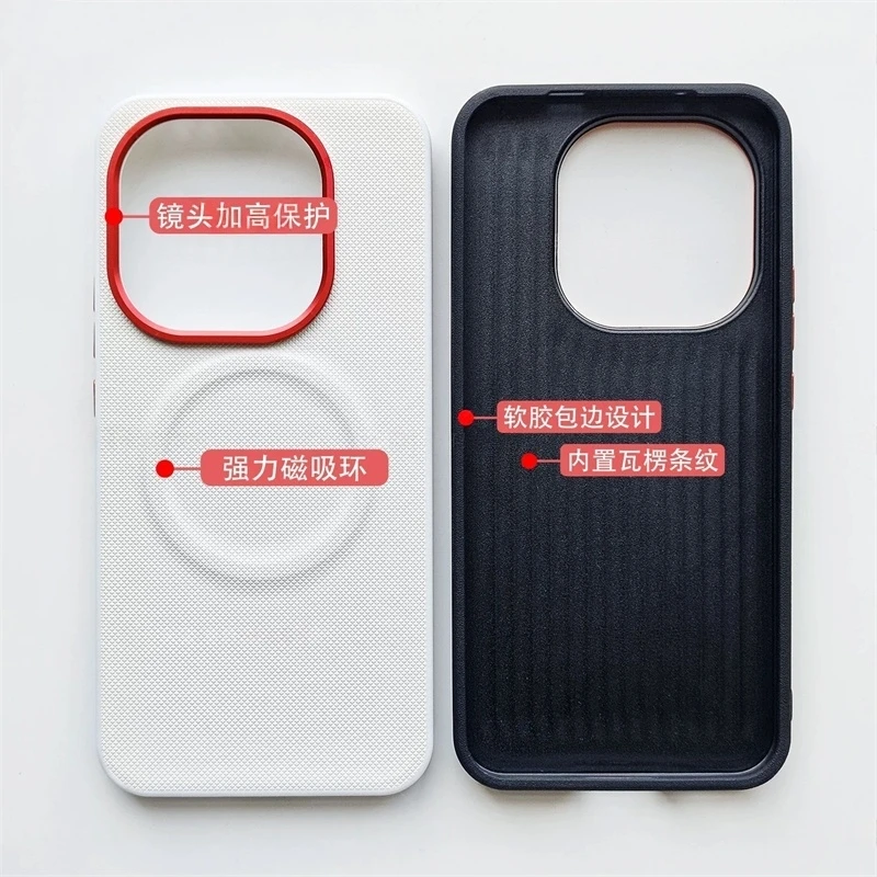 Premium Magnetic Leather Case with Metal Lens Frame & Shockproof Bumper