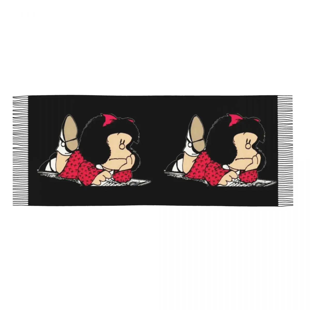 Winter Accessories Ladies Long Mafalda Scarves Soft Warm Tassel Shawl Wraps Argentine Cartoon Quino Comic