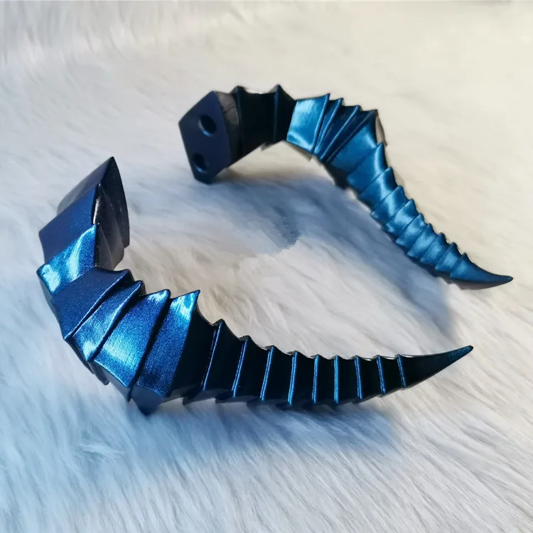 

Hand Made Arknights Saileach Cosplay Prop Blue Horns Resin 3D-printing Craft Hairpins For Cosplay Costume Accessories