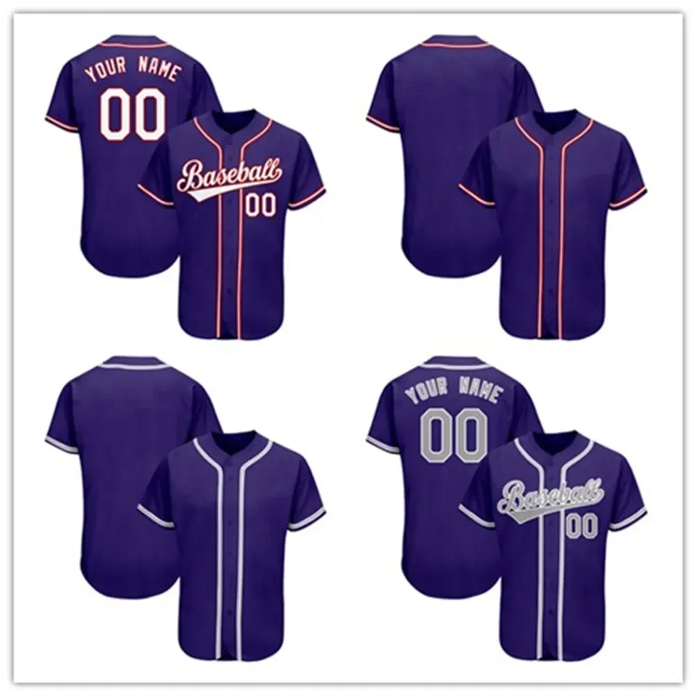 Chea Purple Baseball Jersey Embroidered Fashion Jerseys Stitched College Students&lsquo; Sport Shirts Indoor&Outdoor