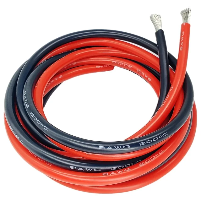 Câble en Silicone pour panneau solaire, fil électrique résistant à la chaleur, rouge noir 24 22 20 18 16 14 12 10 8 6 4 awg, jauge pour batterie automobile 1