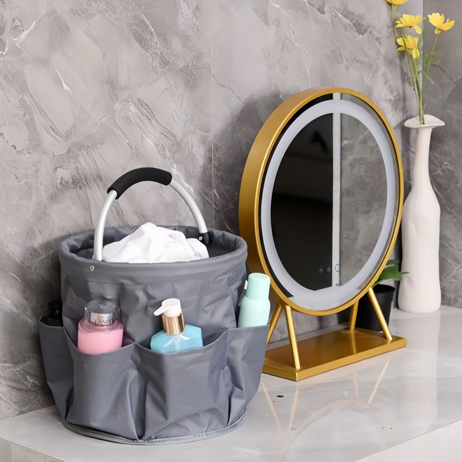 Portable Storage Basket Shopping Basket Foldable Garden Tool Outdoor Picnic Beach Bag Washing Bag 1PC portable storage basket