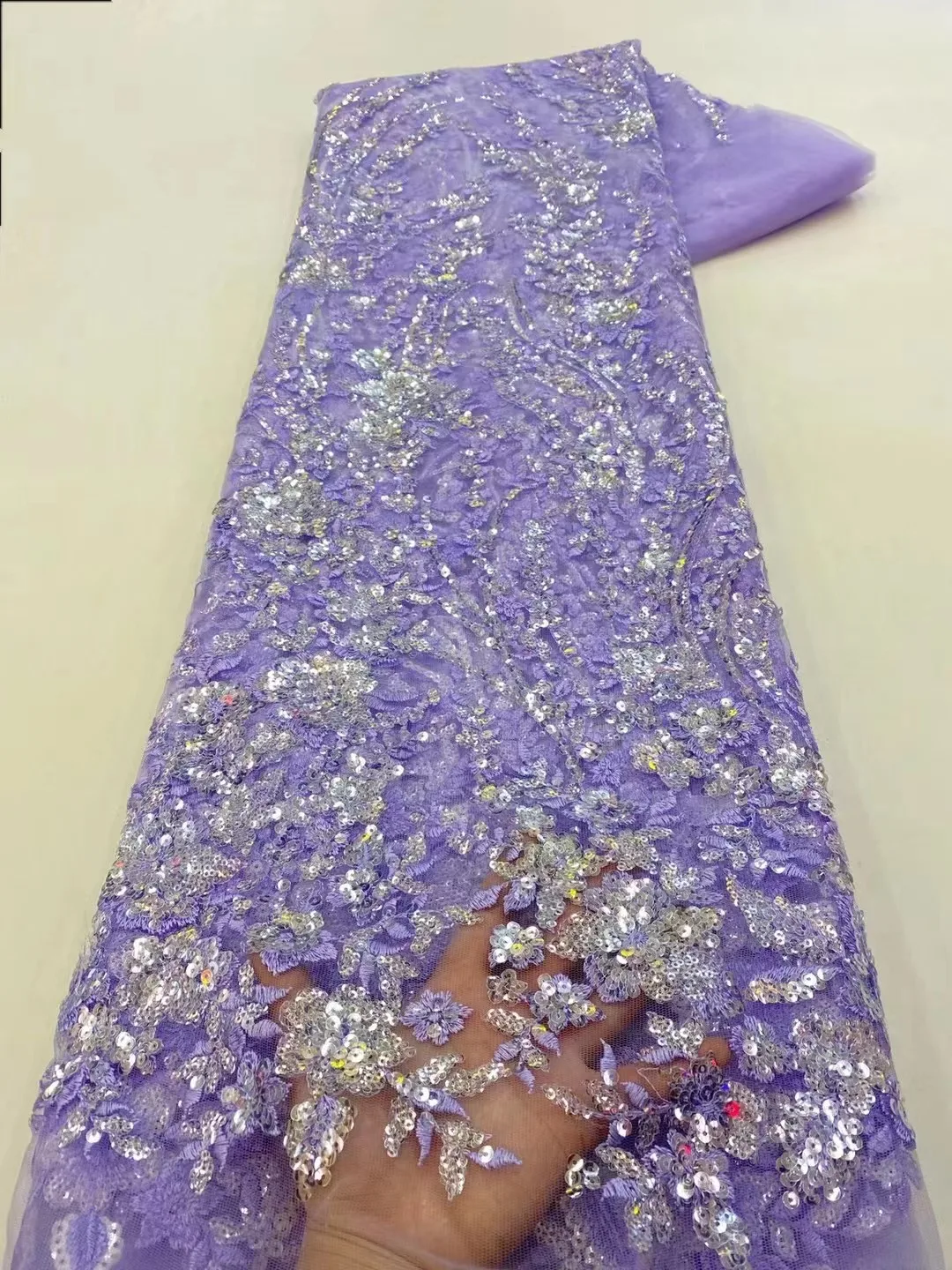 

Luxury French Flower Lace Beading Pearl Applique for Wedding Gown Dresses, African Fabrics Mesh 3D Embroidery Beaded Lace Fabric