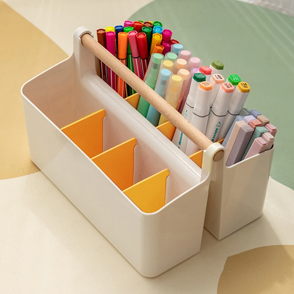 Portable Desktop Pen Holder Large Capacity Cute Marker Pen Stationery Storage Box Creative Pencil Holder Desktop Organizer 4