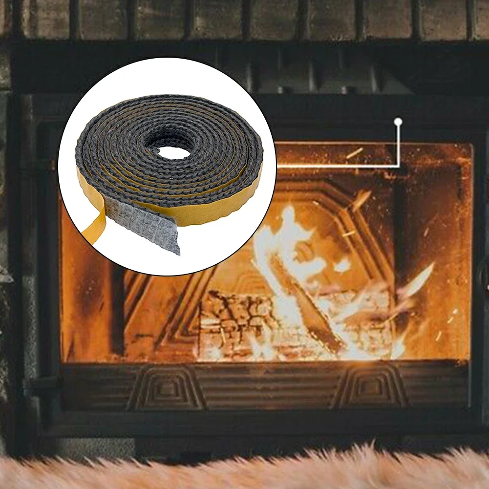 Flat Stove Rope 10mmX2m Self Adhesive Fiberglass Seal Stove Fire Rope fireplace insert seal Fireplace Replacement Gasket Cord